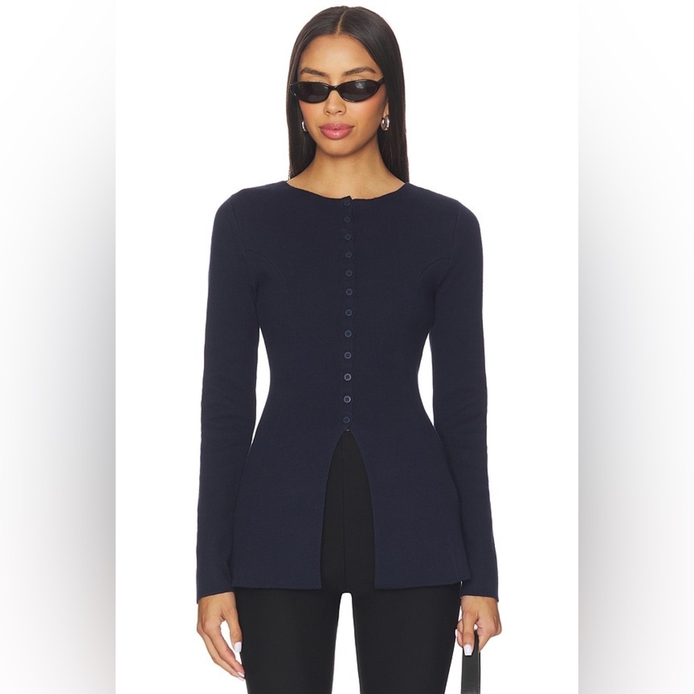NWT ALIGNE Daphne Waisted Knit Cardigan in Navy